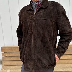 MERONA—Vintage Y2K Suede Bomber Jacket—Men’s XL—Dark Brown—Heavy—VG Condition
